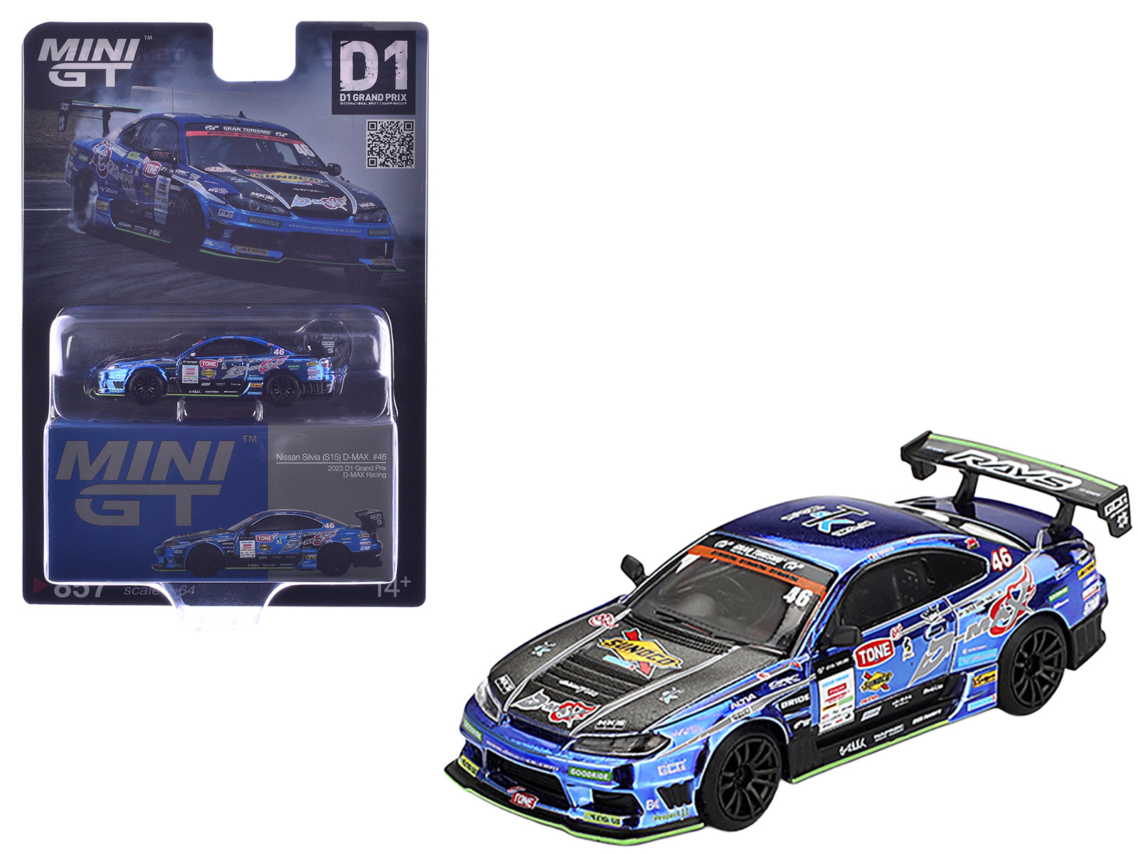 Nissan Silvia (S15) D-MAX RHD (Right Hand Drive) #46 Masao Suenaga "D-MAX Racing" "D1 Grand Prix" (2023) Limited Edition 1/64 Diecast Model Car by Mini GT free shipping USA