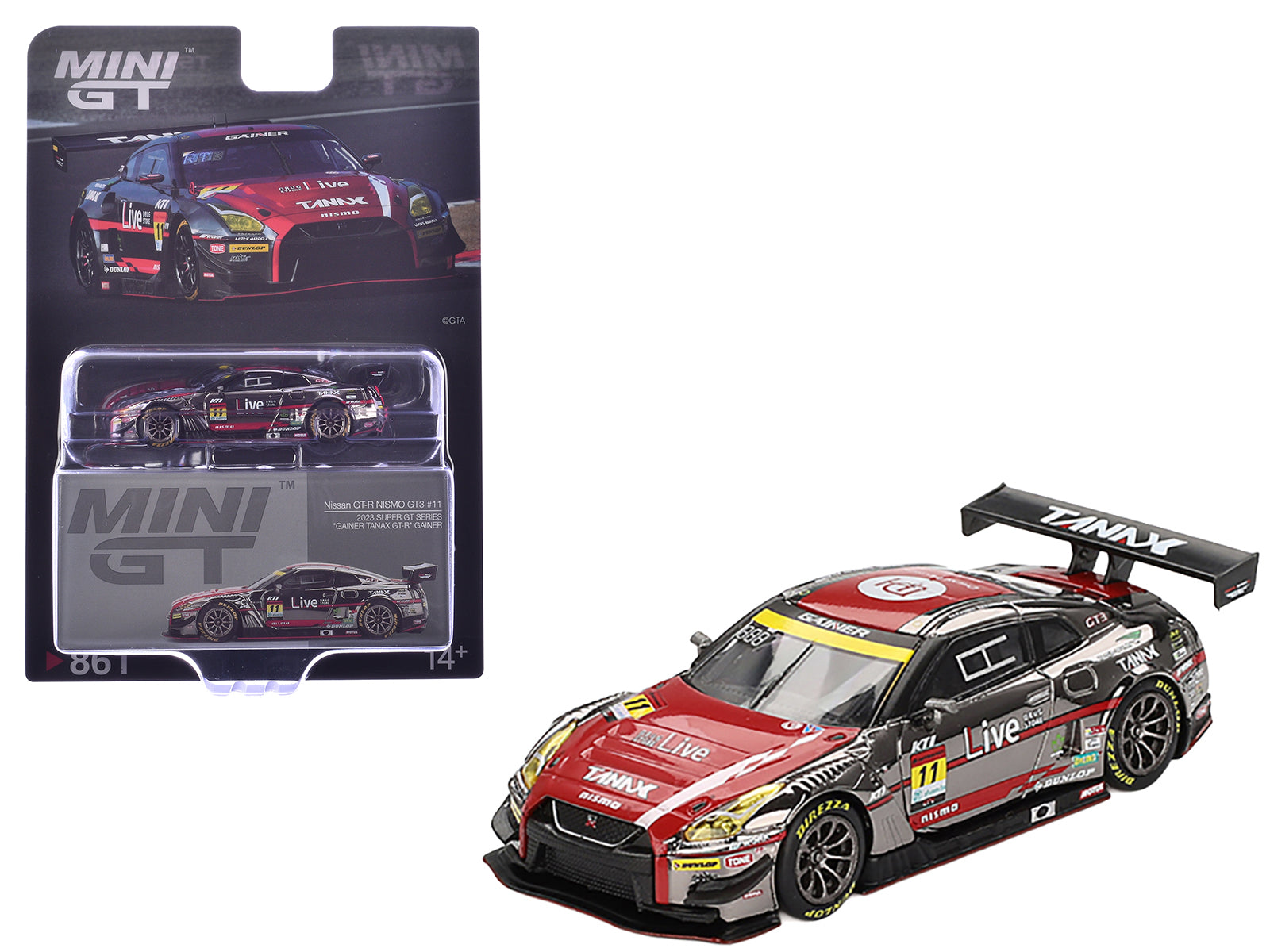 Nissan GT-R NISMO GT3 #11 Ryuichiro Tomita - Keishi Ishikawa - Yusuke Shiotsu "GAINER TANAX" "Super GT Series" (2023) Limited Edition 1/64 Diecast Model Car by Mini GT free shipping USA