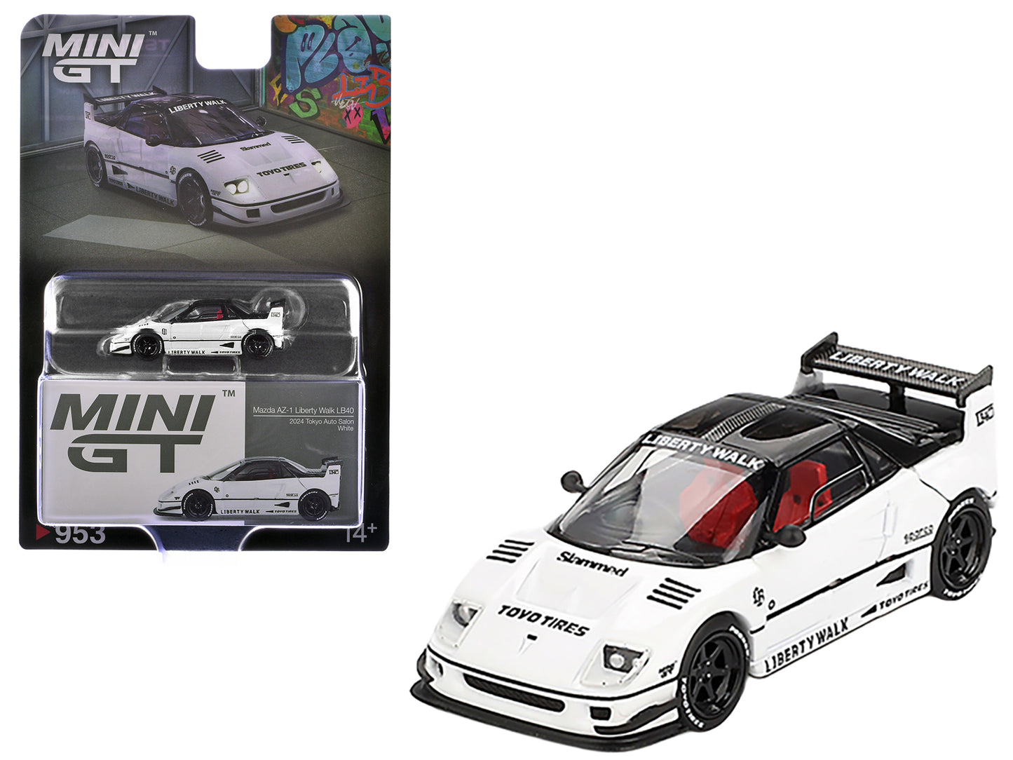 Mazda AZ-1 Liberty Walk LB40 RHD (Right Hand Drive) White with Black Top "2024 Tokyo Auto Salon" Limited Edition 1/64 Diecast Model Car by Mini GT - Use code SHOPAPP15 to get 15 percent off