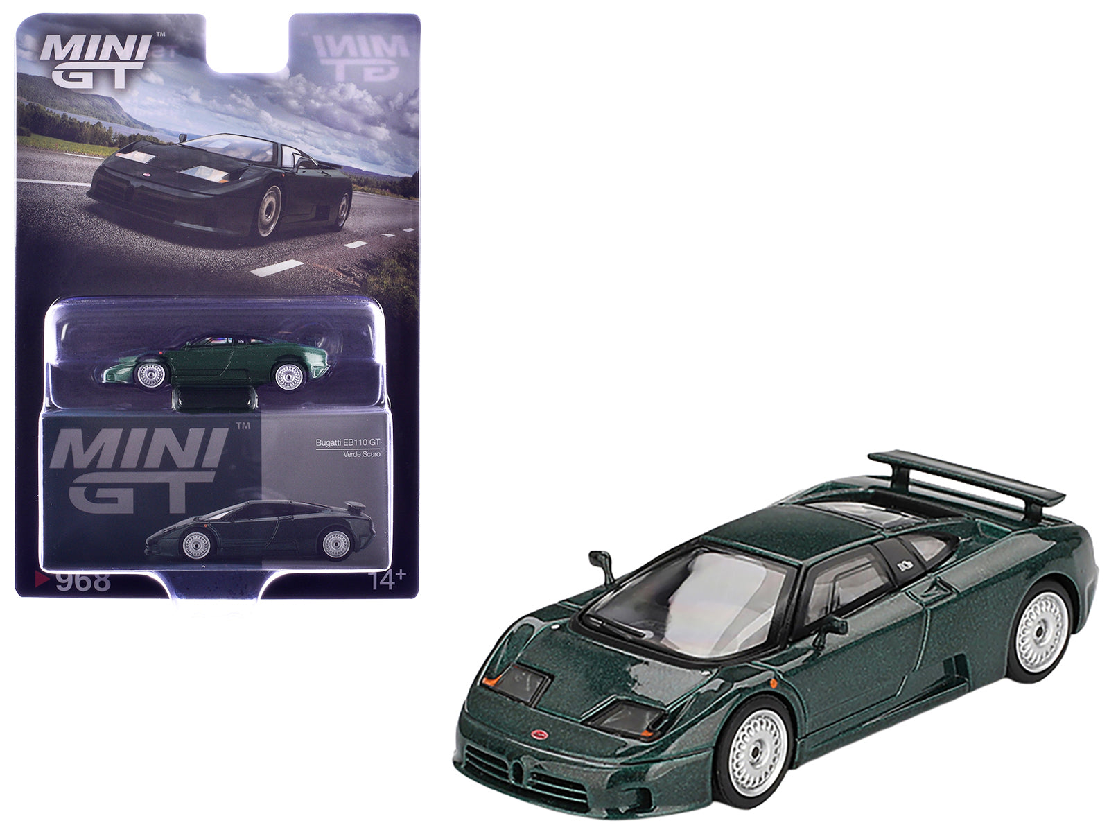 Bugatti EB110 GT Verde Scuro Dark Green Metallic Limited Edition 1/64 Diecast Model Car by Mini GT free shipping USA