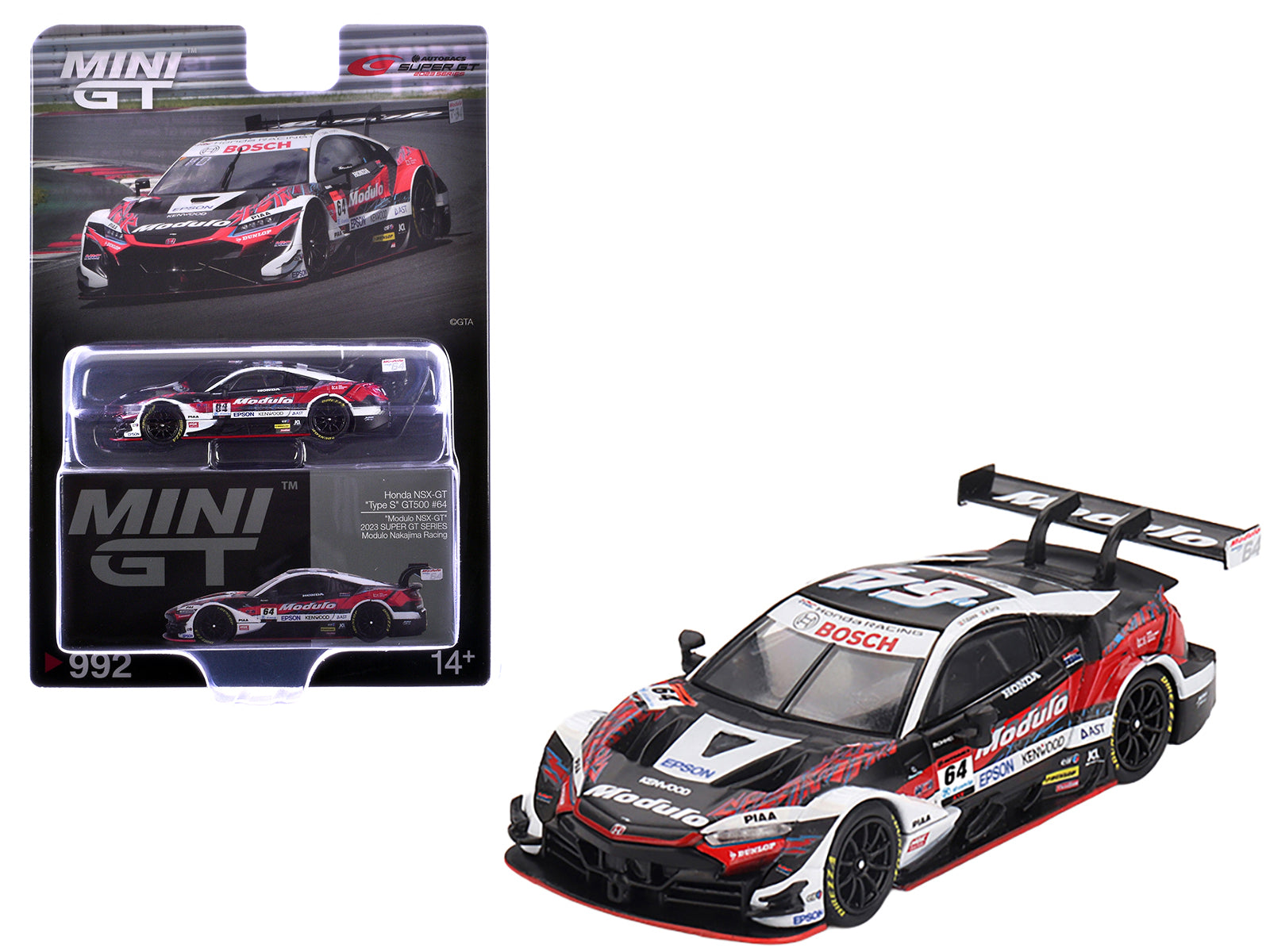Honda NSX-GT "Type S" GT500 #64 Takuya Izawa - Kakunoshin Ohta "Modulo Nakajima Racing" "Super GT Series" (2023) Limited Edition 1/64 Diecast Model Car by Mini GT free shipping USA