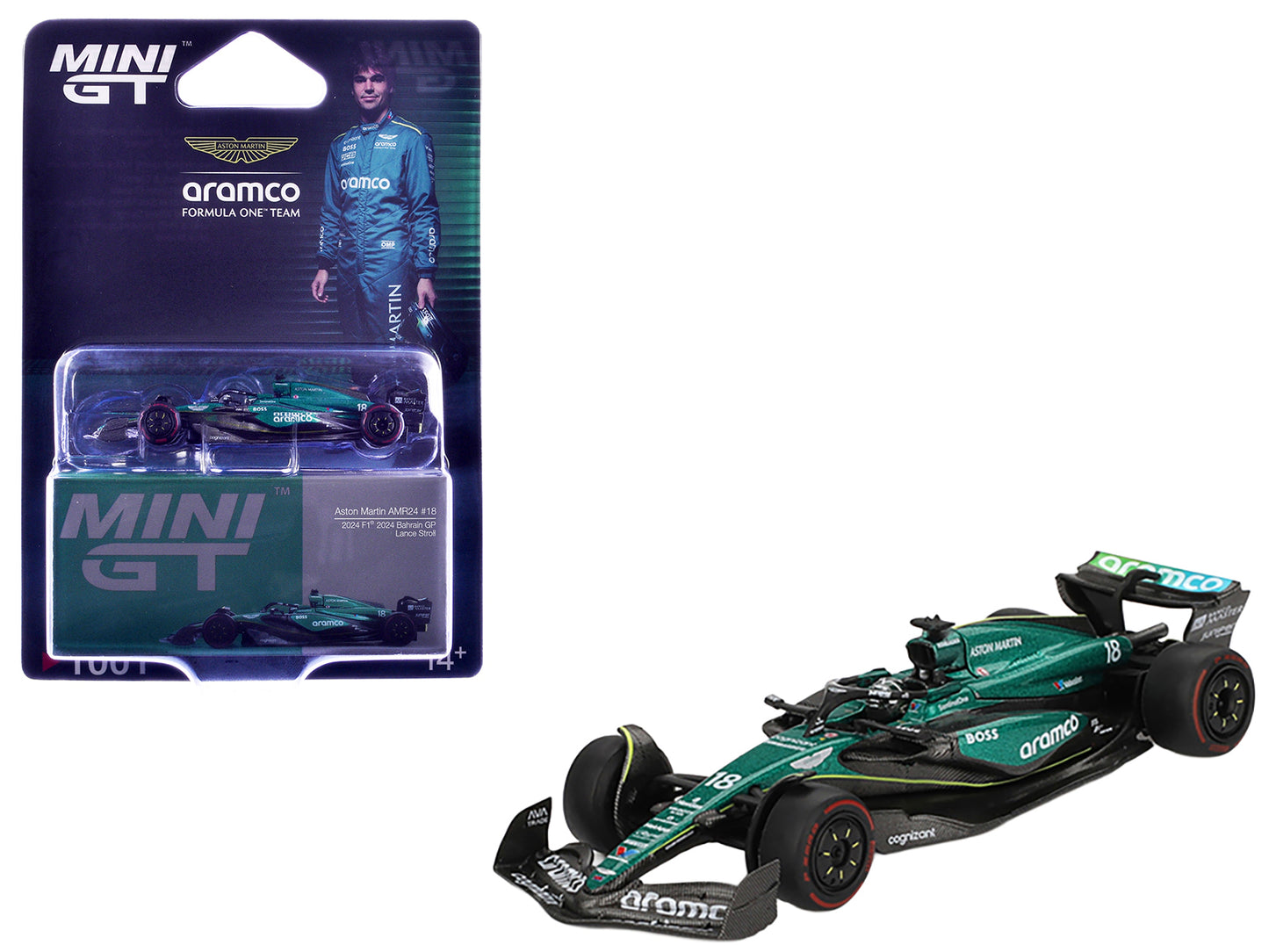 Aston Martin AMR24 #18 Lance Stroll Formula One F1 "Bahrain GP" (2024) Limited Edition 1/64 Diecast Model Car by Mini GT - Use code SHOPAPP15 to get 15 percent off