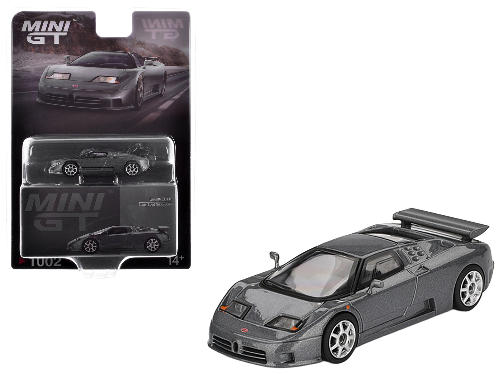 Bugatti EB110 Super Sport Grigio Scuro Dark Gray Metallic Limited Edition 1/64 Diecast Model Car by Mini GT free shipping USA