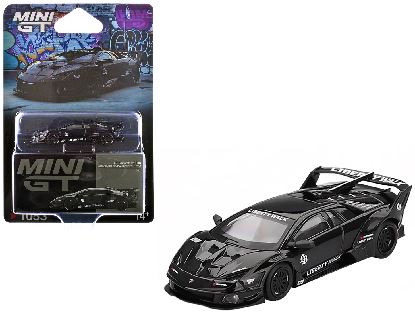 Lamborghini Murcielago GT EVO LB-Silhouette Works Black Limited Edition 1/64 Diecast Model Car by Mini GT - Use code SHOPAPP15 to get 15 percent off