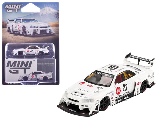 Nissan LB-ER34 Super Silhouette RHD (Right Hand Drive) #23 "ATHLETE - COLLET" White with Graphics Limited Edition 1/64 Diecast Model Car by Mini GT - Use code SHOPAPP15 to get 15 percent off