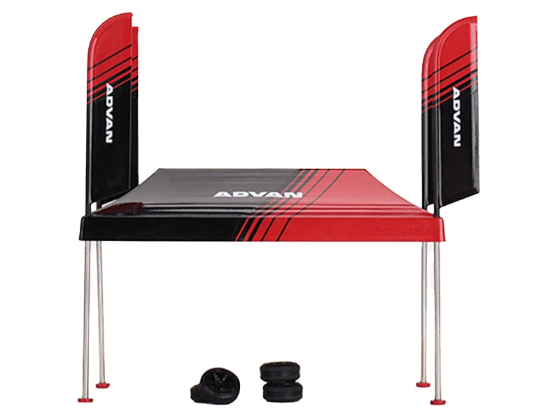 Paddock Service Tent Set with Extra Wheels Red and Black "ADVAN" - Premium Accessories from Mini GT - Just $28.79! Shop now at Rapidvehicles