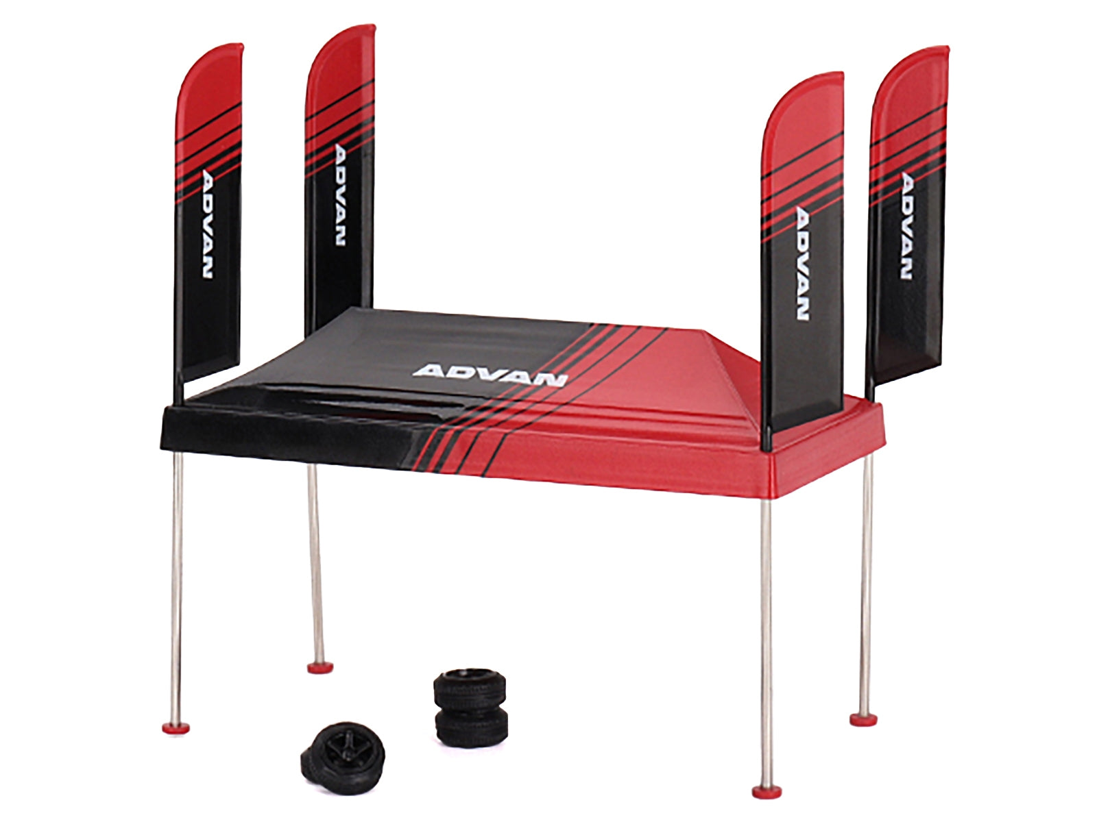 Paddock Service Tent Set with Extra Wheels Red and Black "ADVAN" for 1/64 Scale Models by Mini GT - Premium Accessories from Mini GT - Just $25.07! Shop now at Rapidvehicles