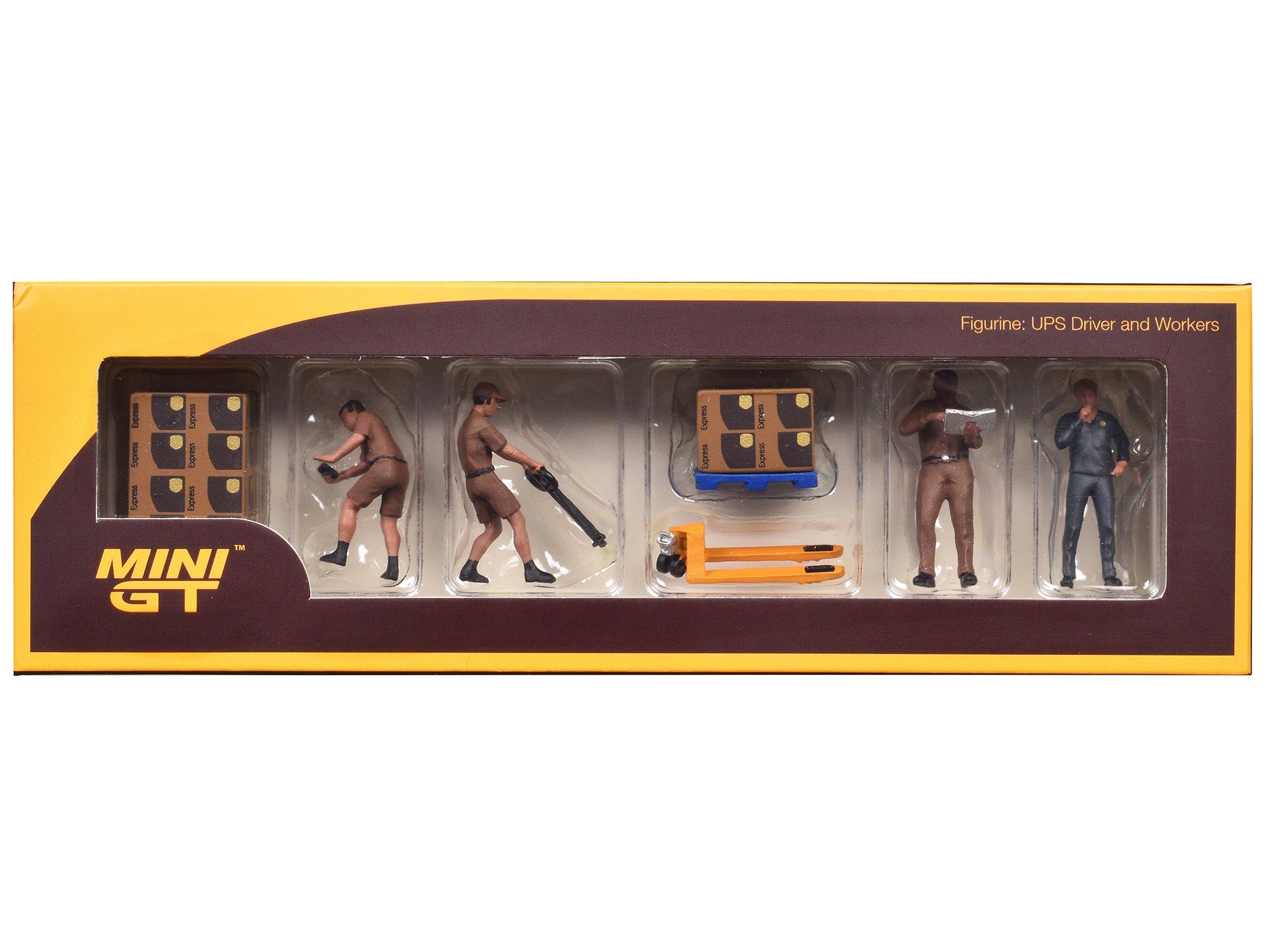 "UPS Driver and Workers" 7 Piece Figure Set for 1/64 Scale Models by Mini GT - Premium Figures from Mini GT - Just $41.99! Shop now at Rapidvehicles