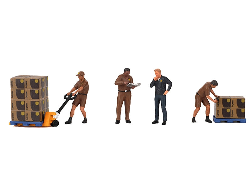 "UPS Driver and Workers" 7 Piece Figure Set for 1/64 Scale Models by Mini GT - Premium Figures from Mini GT - Just $41.99! Shop now at Rapidvehicles