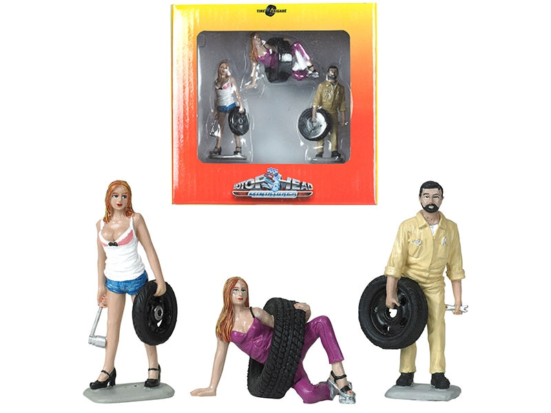 Val, Meg and Gary Tire Brigade 3 piece Figurine Set 1/24 by - Premium Figures from Motorhead Miniatures - Just $57.99! Shop now at Rapidvehicles