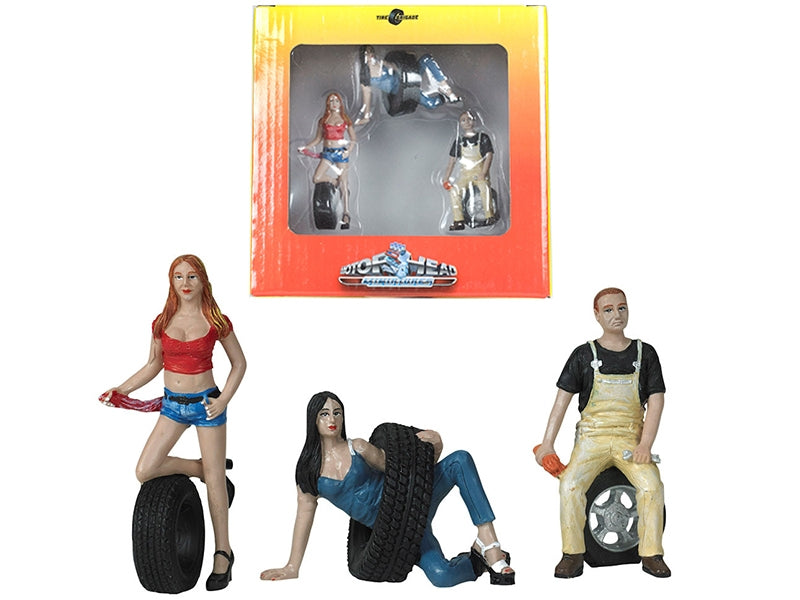 Val, Andie and Derek Tire Brigade 3 piece Figurine Set 1/24 by - Premium Figures from Motorhead Miniatures - Just $57.99! Shop now at Rapidvehicles