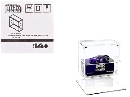 Showcase 2 Cars Desk Top Display Case with Cover "Mijo Exclusives" for 1/64 Scale Models free shipping USA