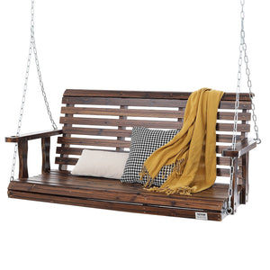 VEVOR Wooden Porch Swing 4.5 ft, Patio bench swing for Courtyard & Garden, Upgraded 880 lbs Strong Load Capacity, Heavy Duty Swing Chair Bench with Hanging Chains for Outdoors, Carbonized Brown - Premium Porch Swings from VEVOR - Just $129.99! Shop now at Rapidvehicles