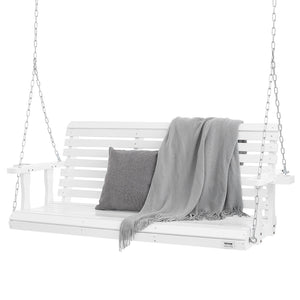 VEVOR Wooden Porch Swing 5.5 ft, Patio bench swing for Courtyard & Garden, Upgraded 880 lbs Strong Load Capacity, Heavy Duty Swing Chair Bench with Hanging Chains for Outdoors, White - Premium Porch Swings from VEVOR - Just $142.99! Shop now at Rapidvehicles