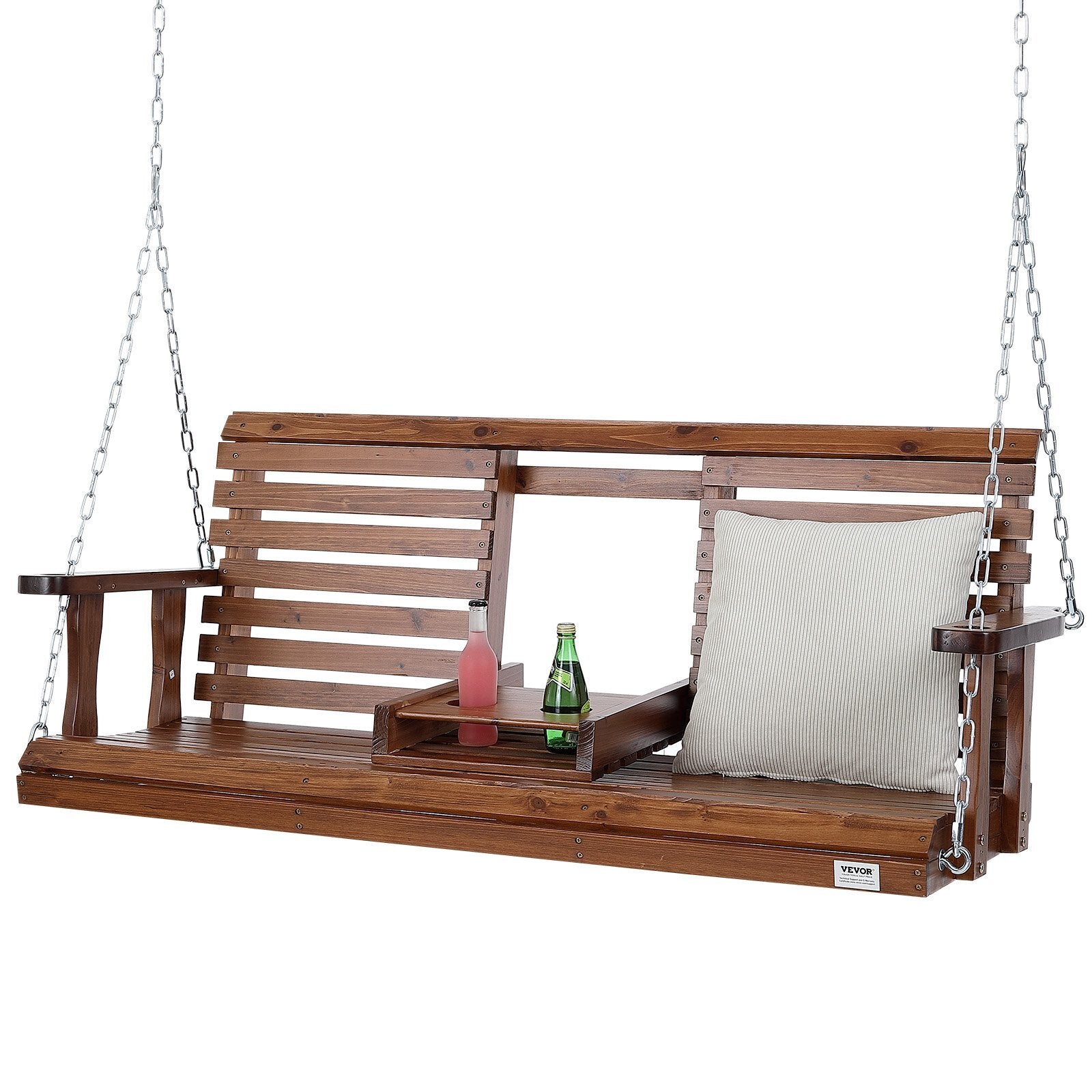 VEVOR Wooden Porch Swing 5 ft, Patio bench swing for Courtyard & Garden, Upgraded 880 lbs Strong Load Capacity, Heavy Duty Swing Chair Bench with Hanging Chains for Outdoors, Brown - Premium Porch Swings from VEVOR - Just $210.08! Shop now at Rapidvehicles