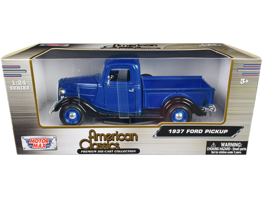 1937 Ford Pickup Truck Blue Metallic and Black "American Classics" 1/24 Diecast Model Car by Motormax free shipping USA