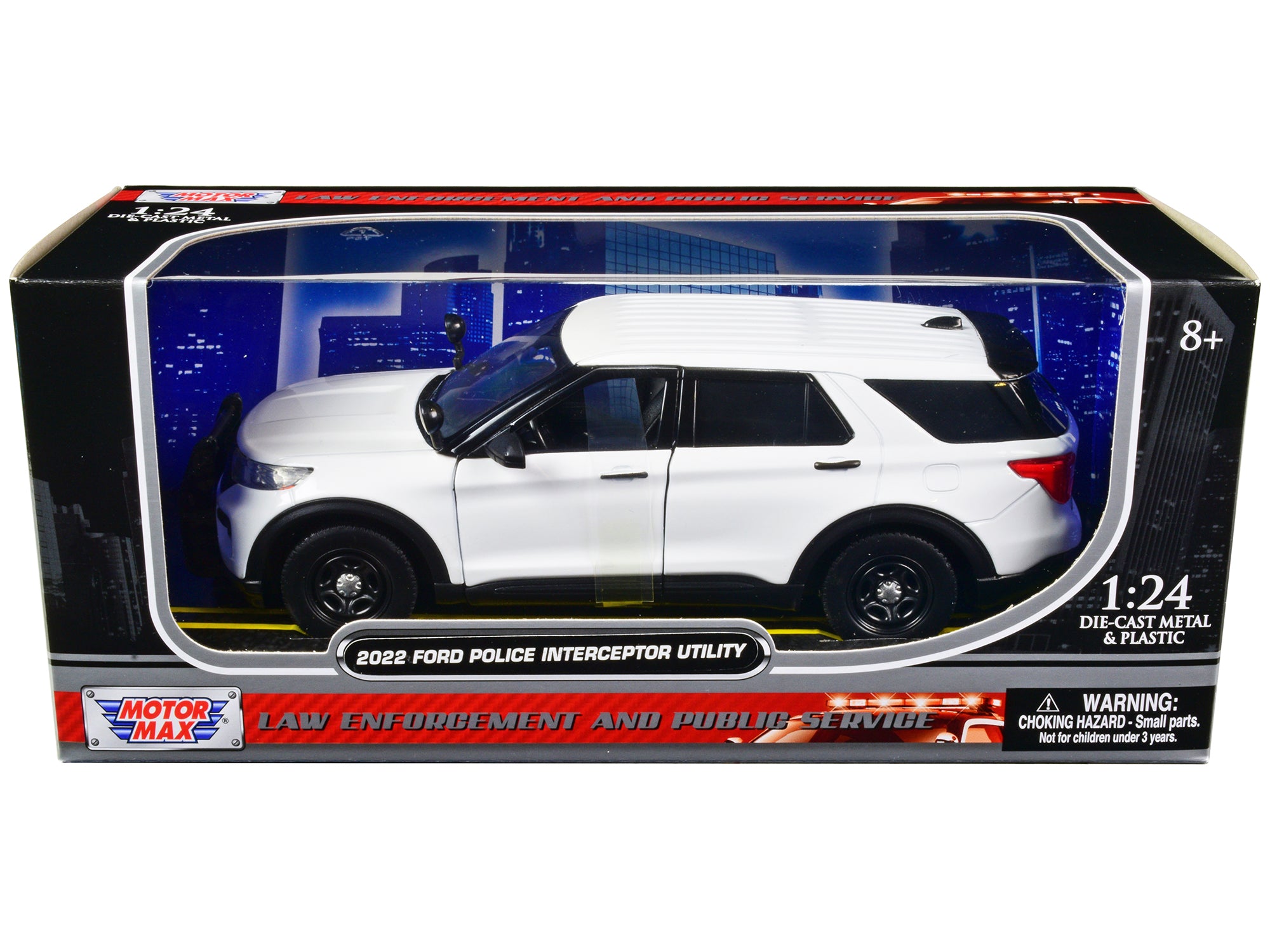 2022 Ford Police Interceptor Utility Unmarked Slick-Top White 1/24 Diecast Model Car by Motormax free shipping USA