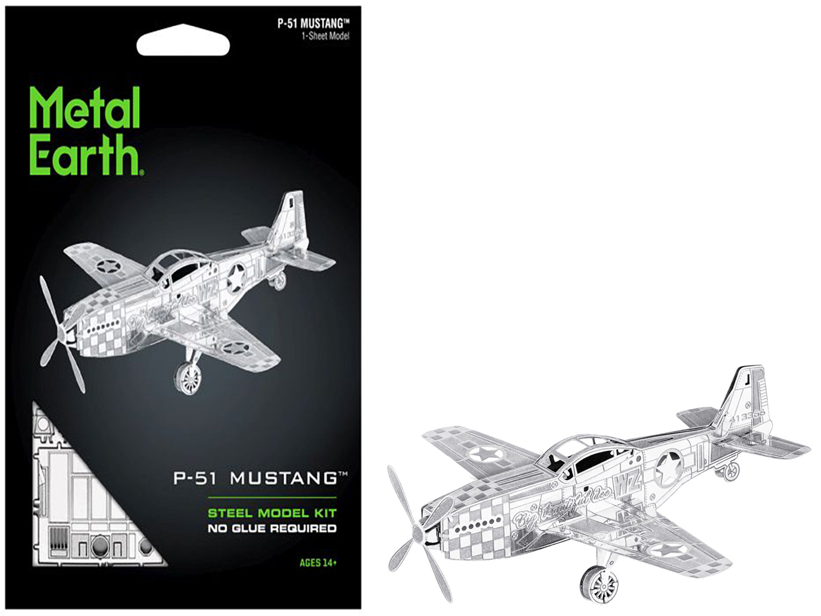 Model Kit North American P-51 Mustang Fighter Aircraft "Big Beautiful Doll" United States Army Air Forces (Easy Difficulty) Steel Model by Metal Earth free shipping USA