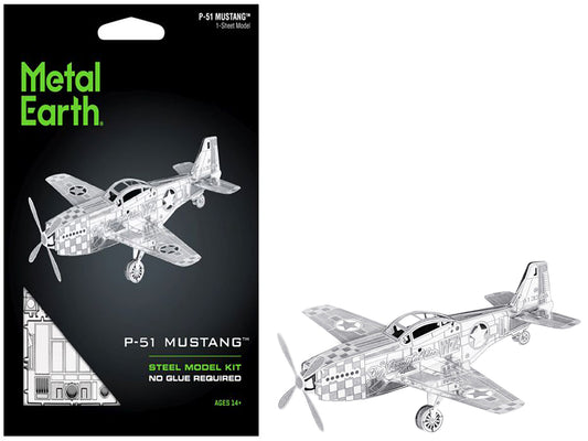 Model Kit North American P-51 Mustang Fighter Aircraft "Big Beautiful Doll" United States Army Air Forces (Easy Difficulty) Steel Model by Metal Earth