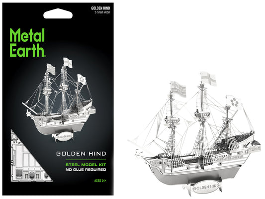 Model Kit Golden Hind Galleon (Moderate Difficulty) Steel Model by Metal Earth - Use code SHOPAPP15 to get 15 percent off