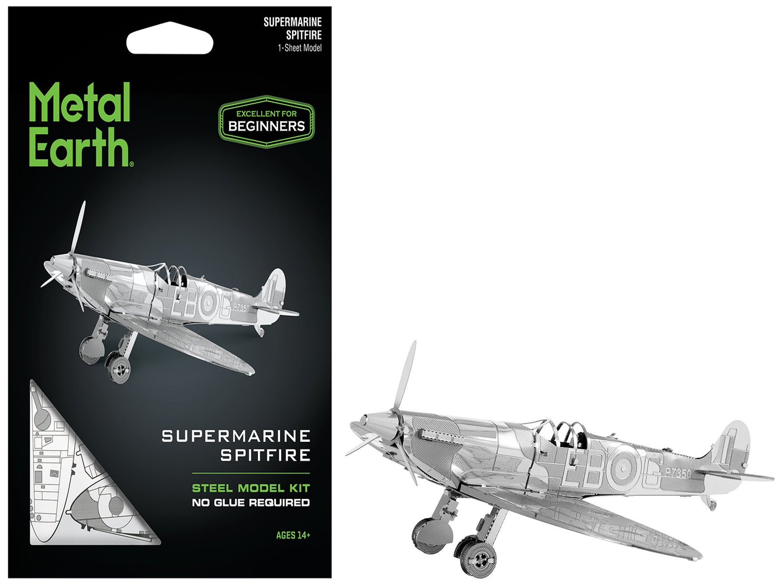 Model Kit Supermarine Spitfire Fighter Aircraft "Royal Air Force" (Easy Difficulty) Steel Model by Metal Earth free shipping USA