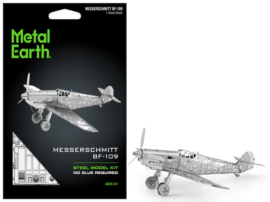 Model Kit Messerschmitt BF-109 Fighter Aircraft "German Luftwaffe" (Moderate Difficulty) Steel Model by Metal Earth free shipping USA