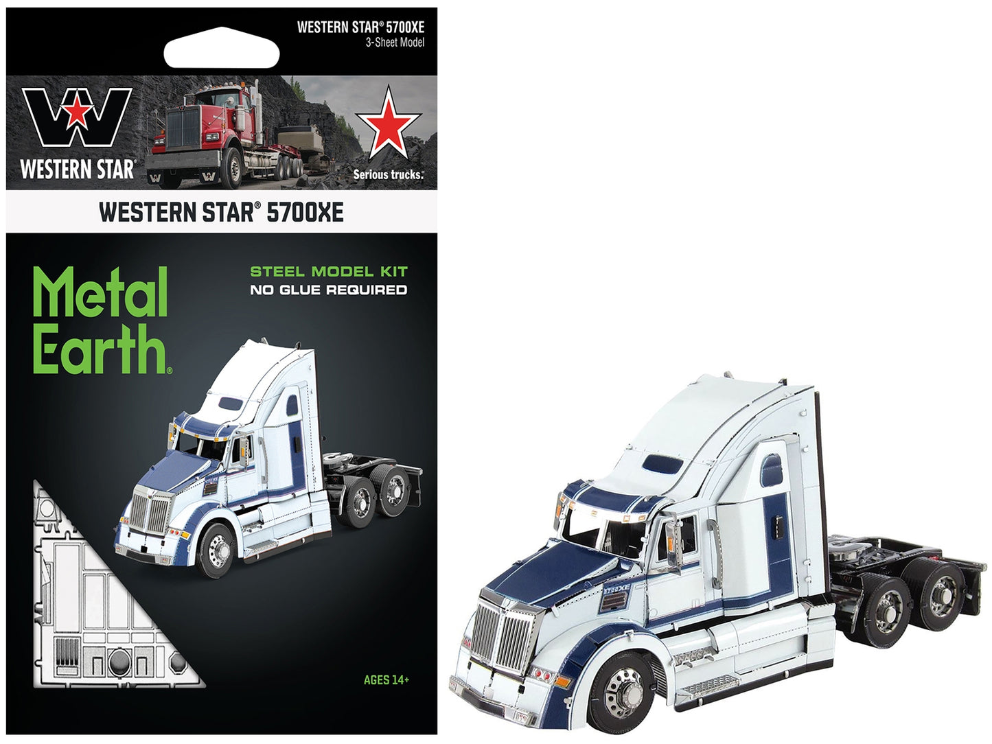 Model Kit Western Star 5700XE Phantom Truck White with Blue - Premium Western Star from Metal Earth - Just $42.29! Shop now at Rapidvehicles