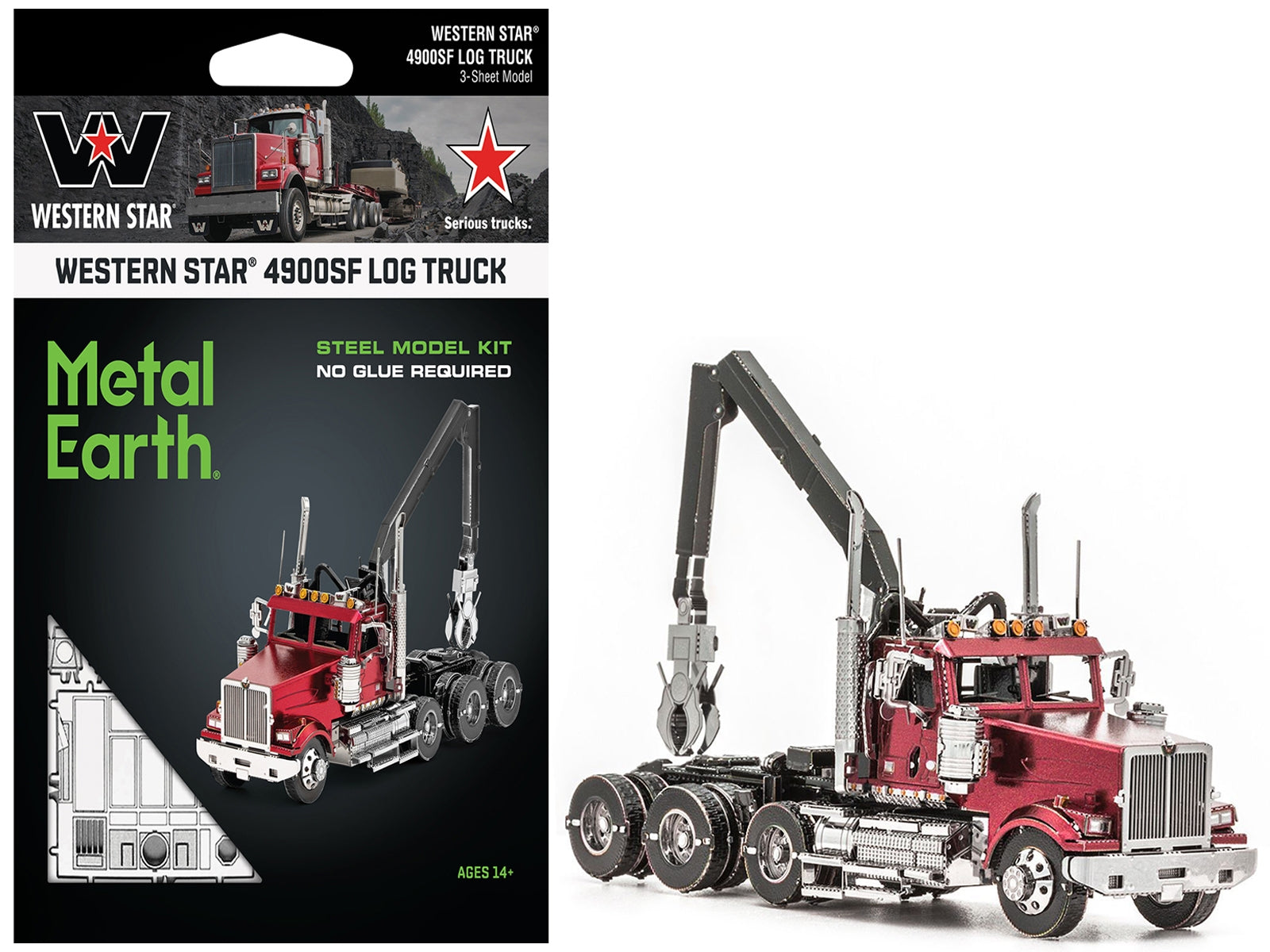 Model Kit Western Star 4900SF Log Truck Red (Challenging Difficulty) Steel Model by Metal Earth - Premium Western Star from Metal Earth - Just $38.58! Shop now at Rapidvehicles