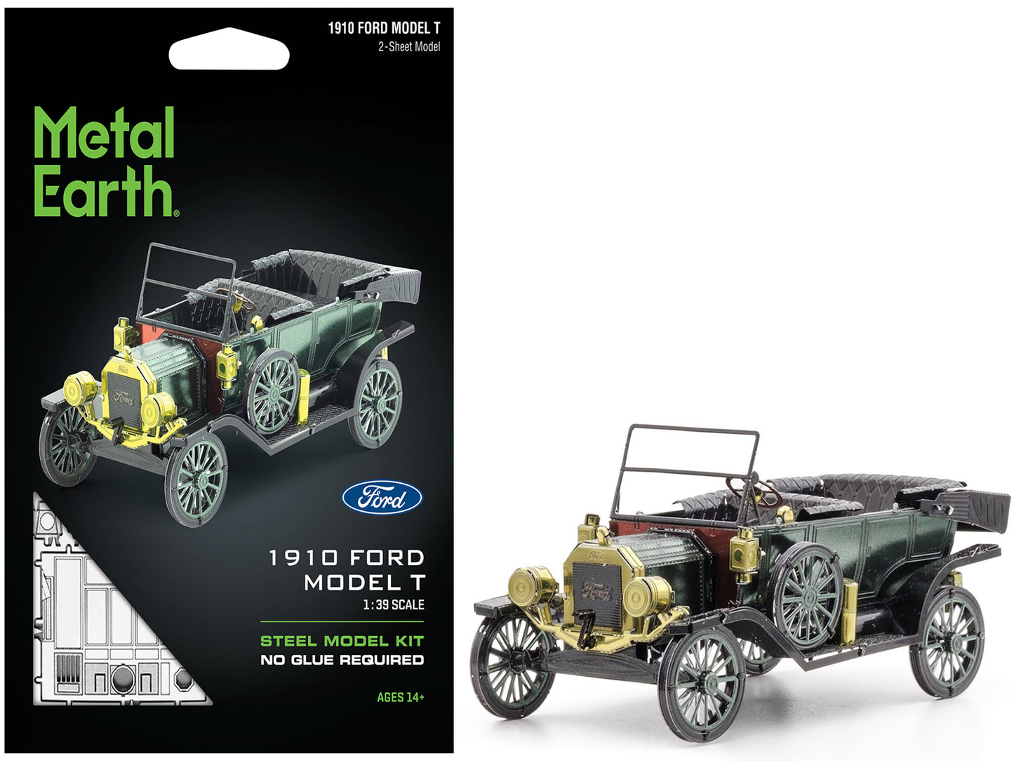 Model Kit 1910 Ford Model T Green (Moderate Difficulty) Steel Model by Metal Earth - Use code SHOPAPP15 to get 15 percent off