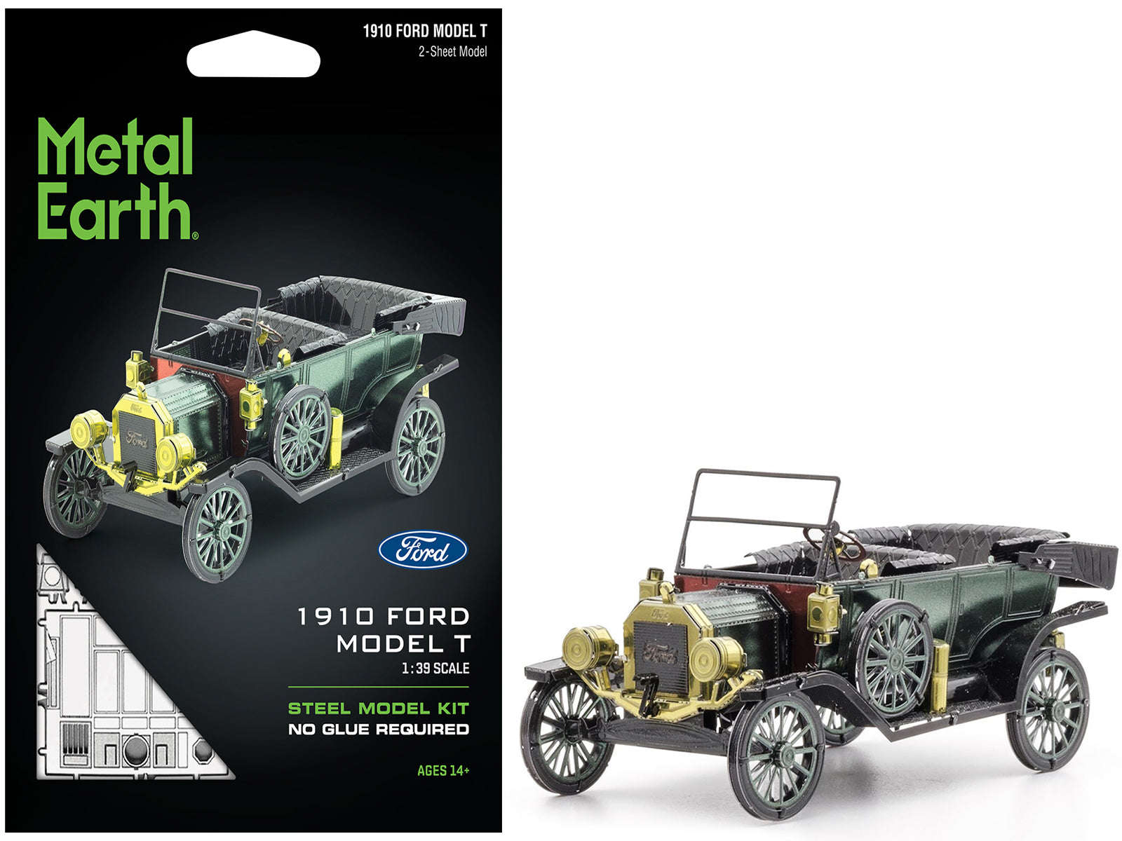 Model Kit 1910 Ford Model T Green (Moderate Difficulty) Steel Model by Metal Earth free shipping USA