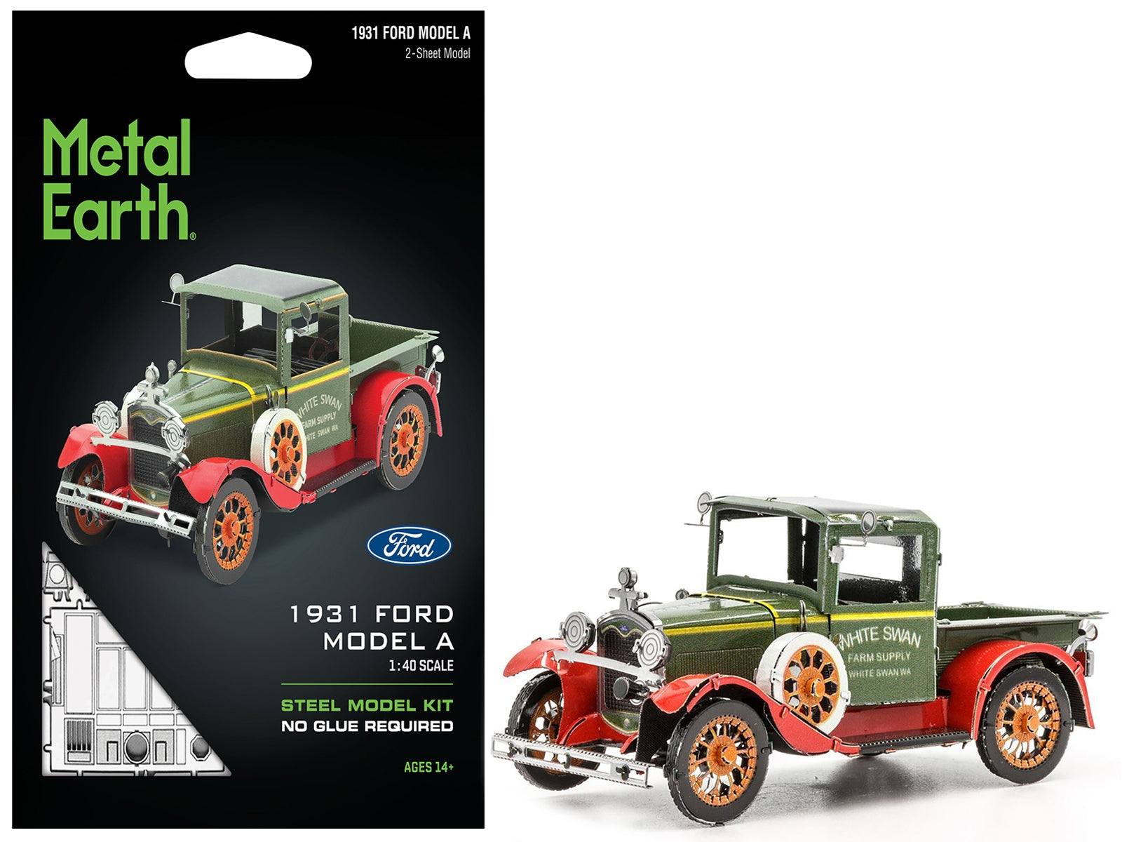 Model Kit 1931 Ford Model A Pickup Truck Green (Moderate Difficulty) Steel Model by Metal Earth - Premium Model Kits(To Built) from Metal Earth - Just $24.90! Shop now at Rapidvehicles