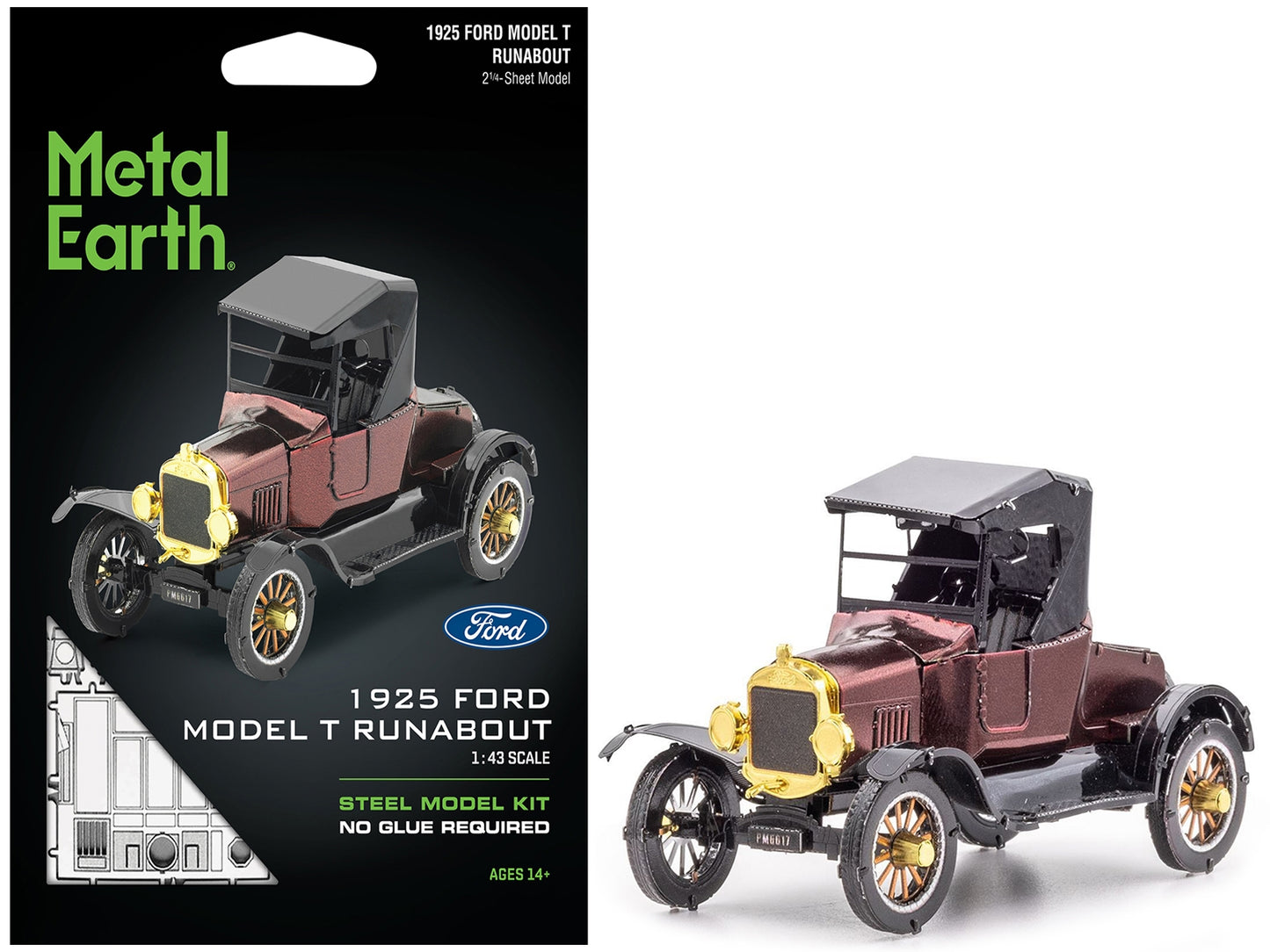 Model Kit 1925 Ford Model T Runabout Dark Red and Black (Moderate - Premium Model Kits(To Built) from Metal Earth - Just $25.49! Shop now at Rapidvehicles