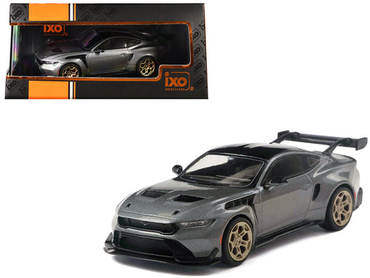 2025 Ford Mustang GTD Gray Metallic with Black Top 1/43 Diecast Model by IXO Models