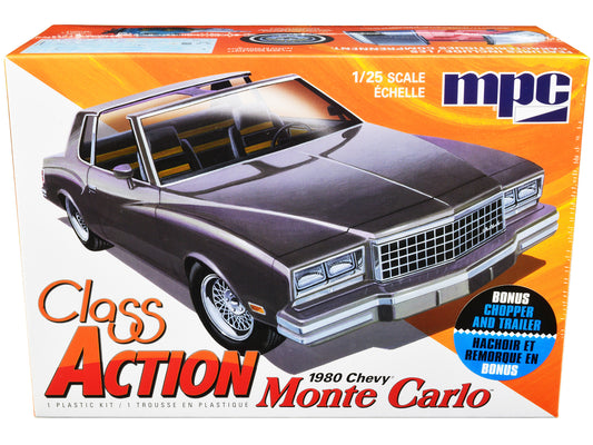Skill 2 Model Kit 1980 Chevrolet Monte Carlo "Class Action" with Motorcycle and Trailer (Skill 2) 1/25 Scale Model Car by MPC free shipping USA