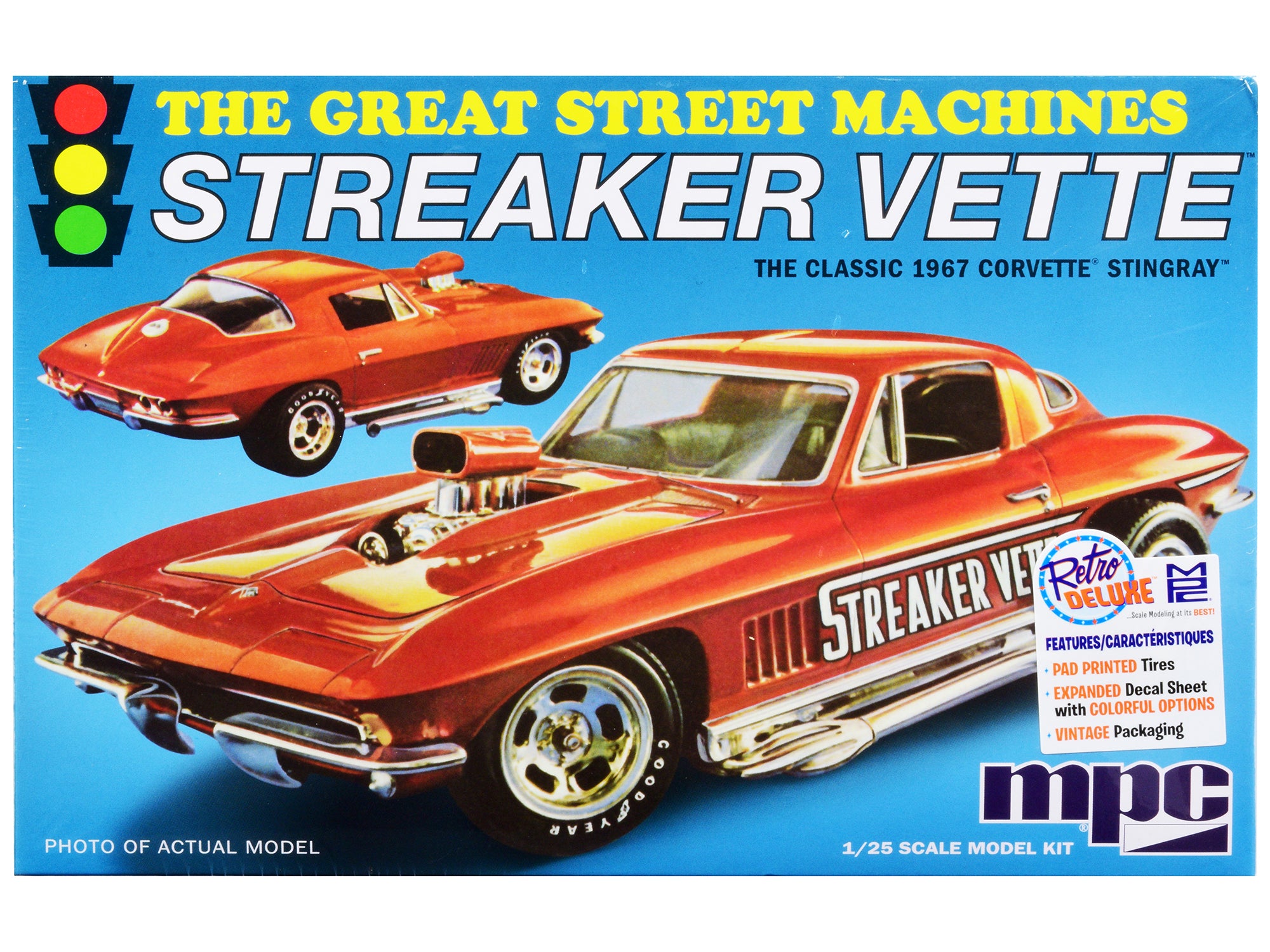 Skill 2 Model Kit 1967 Chevrolet Corvette Stingray "Streaker Vette" "The Great Street Machines" Series 1/25 Scale Model Car by MPC free shipping USA