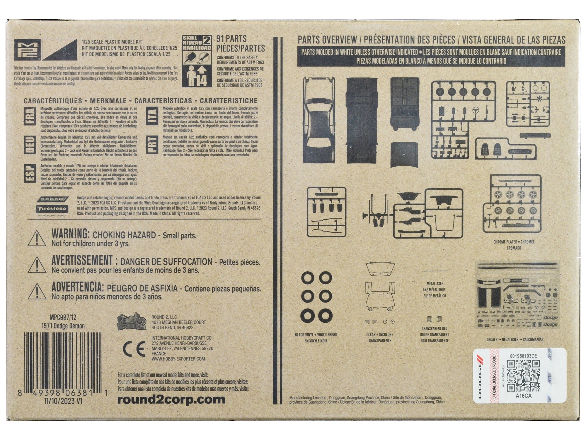 Skill 2 Model Kit 1971 Dodge Demon 1/25 Scale Model by MPC