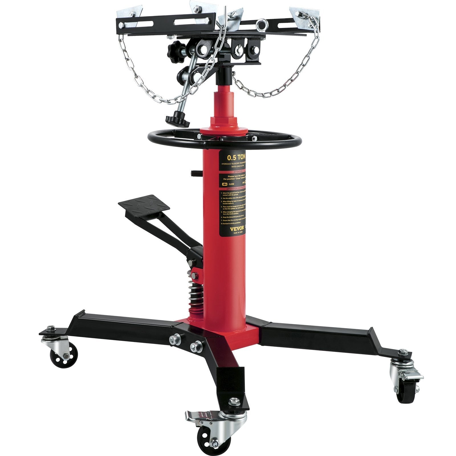 VEVOR Transmission Jack,1/2Ton/1100lbs Capacity Hydraulic Telescopic Transmission Jack, 2-Stage Floor Jack Stand with Foot Pedal, 360? Swivel Wheel, Garage/Shop Lift Hoist, Red - Premium Transmission Jacks from VEVOR - Just $241.79! Shop now at Rapidvehicles