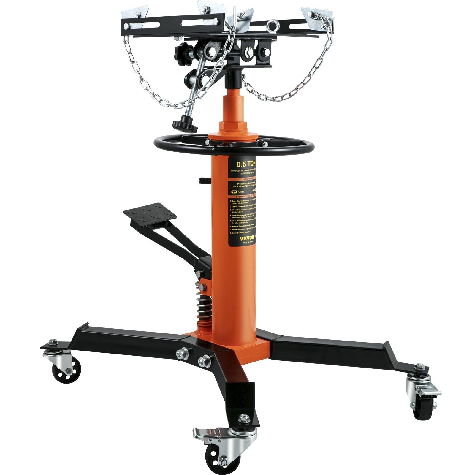 VEVOR Transmission Jack, 1/2Ton/1100lbs Capacity Hydraulic Telescopic Transmission Jack, 2-Stage Floor Jack Stand with Foot Pedal, 360? Swivel Wheel, Garage/ Shop Lift Hoist, Orange - Premium Transmission Jacks from VEVOR - Just $225.99! Shop now at Rapidvehicles