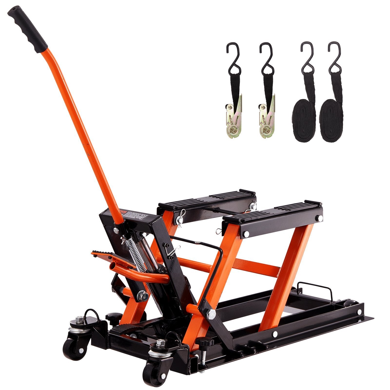 VEVOR Steel Hydraulic Motorcycle Jack Stand, 1500 LBS ATV Scissor Lift Jack, 4.7"-15" Scissor Lift Jack Stand with 4 Wheels, Hydraulic Foot-Operated Hoist Stand for Motorcycle ATV UTV Powersports - Premium Hydraulic Motorcycle Hoist from VEVOR - Just $144.99! Shop now at Rapidvehicles