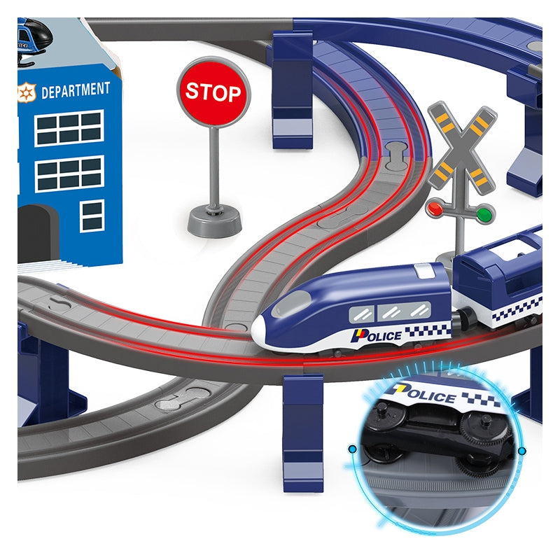 WOOPIE Electric Train Car Track Police Station Helicopter Cars 92 - Premium  from Rapidvehicles - Just $47.99! Shop now at Rapidvehicles