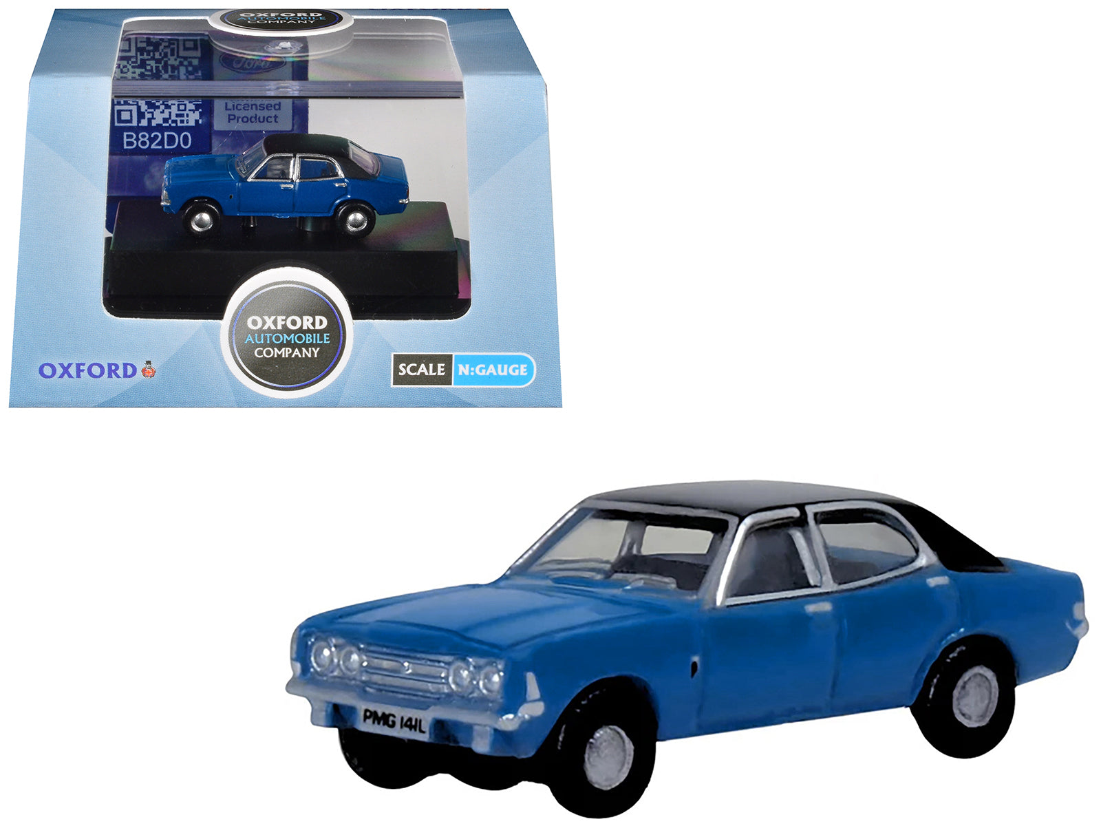Ford Cortina MKIII RHD (Right Hand Drive) Electric Monza Blue with Black Top 1/148 (N) Scale Diecast Model Car by Oxford Diecast free shipping USA