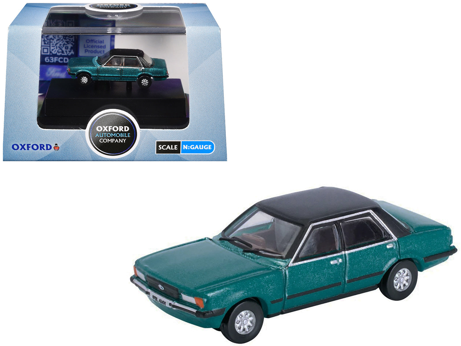 Ford Cortina Mk5 RHD (Right Hand Drive) Cosmos Blue Metallic with Black Top 1/148 (N) Scale Diecast Model Car by Oxford Diecast free shipping USA