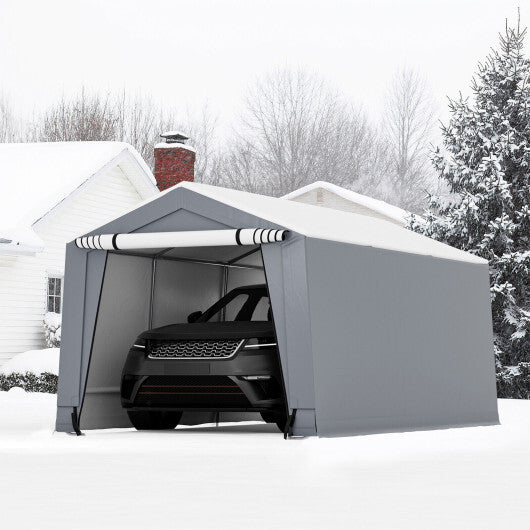 10 x 16/10 x 20 Feet Outdoor Heavy-Duty Carport with 2 Doors-10 x 16 ft - Color: Gray - Size: 10 x 16 ft - Premium Outdoor > Outdoor Storage & Garages > Carports from Rapidvehicles - Just $637.19! Shop now at Rapidvehicles