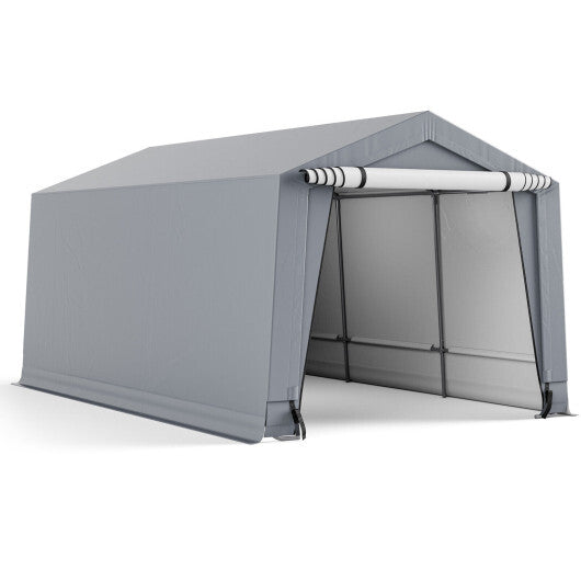 10 x 16/10 x 20 Feet Outdoor Heavy-Duty Carport with 2 Doors-10 x 16 ft - Color: Gray - Size: 10 x 16 ft - Premium Outdoor > Outdoor Storage & Garages > Carports from Rapidvehicles - Just $637.19! Shop now at Rapidvehicles