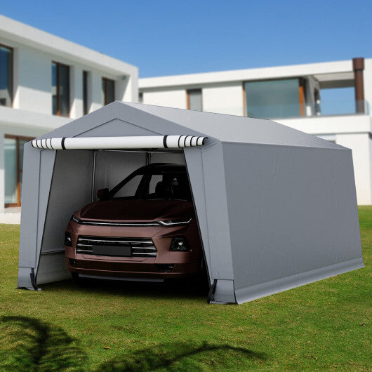 10 x 16/10 x 20 Feet Outdoor Heavy-Duty Carport with 2 Doors-10 x 20 ft - Color: Gray - Size: 10 x 20 ft - Premium Outdoor > Outdoor Storage & Garages > Carports from Rapidvehicles - Just $745.99! Shop now at Rapidvehicles