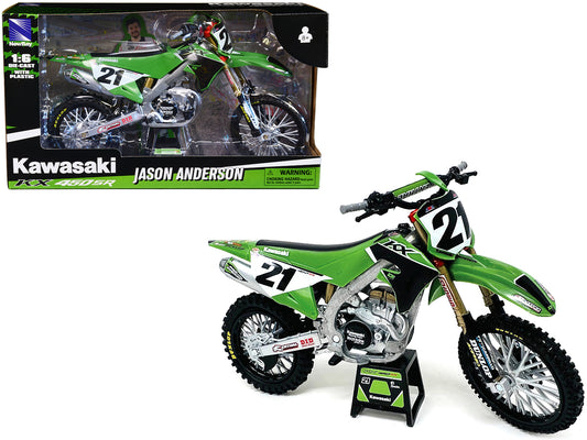 Kawasaki KX450SR Dirt Bike Motorcycle #21 Jason Anderson Green and Black "Kawasaki Racing Team" 1/6 Model by New Ray free shipping USA