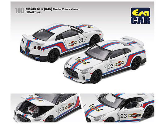 Nissan GT-R (R35) #23 White with Blue and Red Stripes "Martini - Premium Nissan Models from Era Car - Just $38.99! Shop now at Rapidvehicles