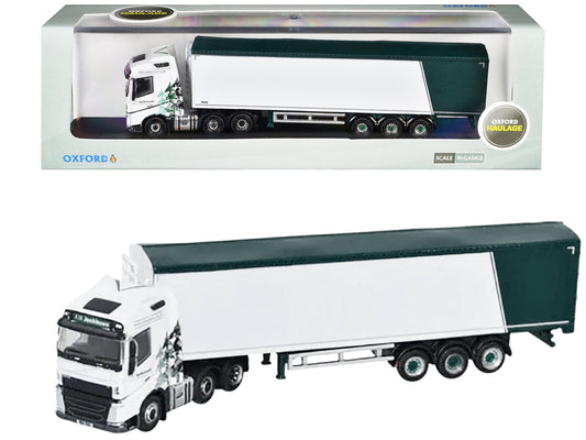 Volvo FH4 Truck RHD (Right Hand Drive) with Walking Floor Trailer "AW Jenkinson" White with Graphics 1/148 (N) Scale Diecast Model Car by Oxford Diecast - Use code SHOPAPP15 to get 15 percent off