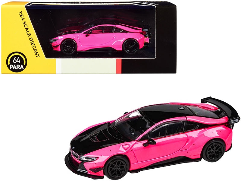 BMW i8 Liberty Walk Hot Pink and Black 1/64 Diecast Model Car by - Premium BMW Models from Paragon - Just $35.99! Shop now at Rapidvehicles