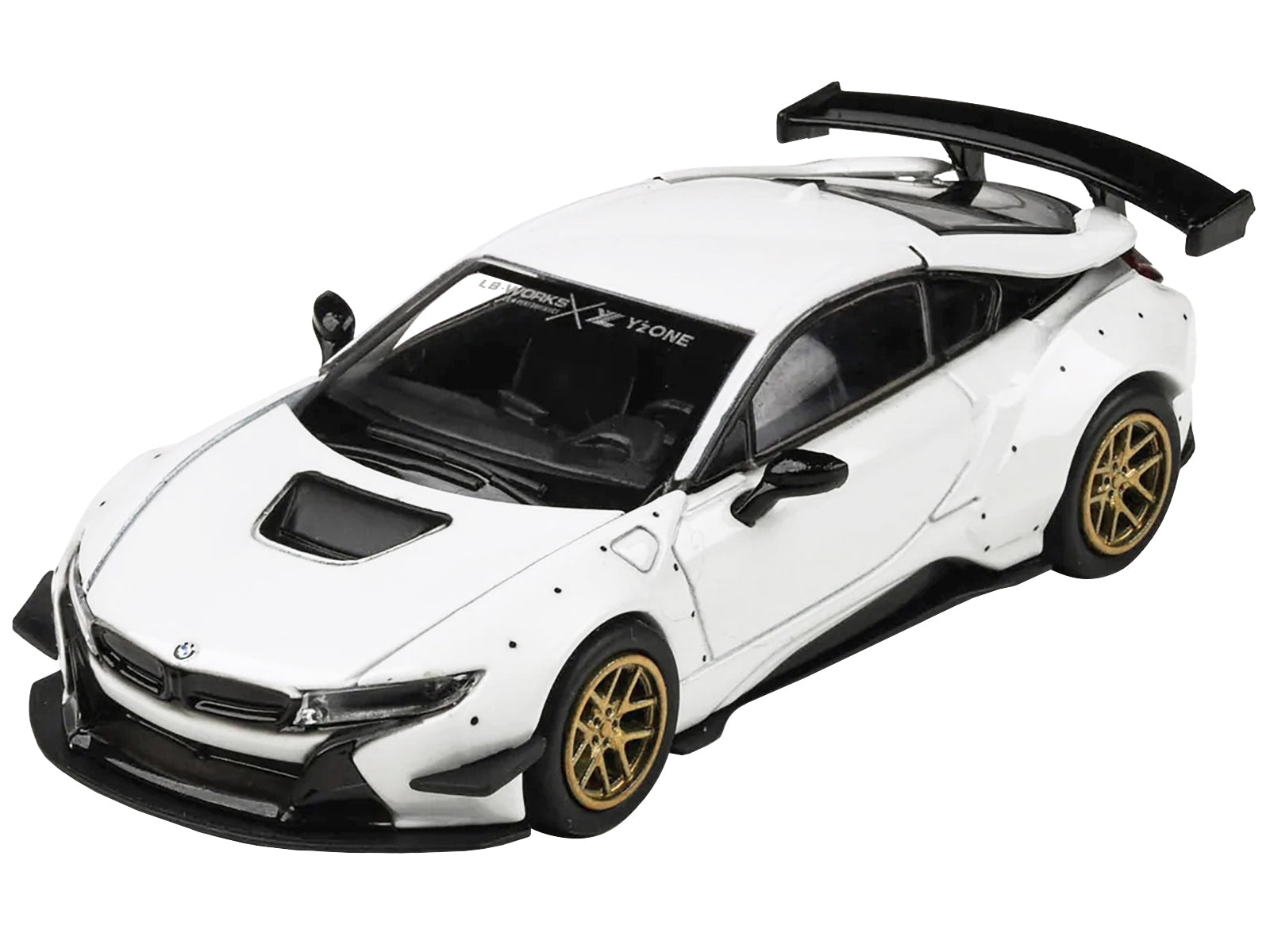 BMW i8 Liberty Walk White with Gold Wheels 1/64 Diecast Model Car by Paragon Models - Premium BMW Models from Paragon - Just $30.99! Shop now at Rapidvehicles